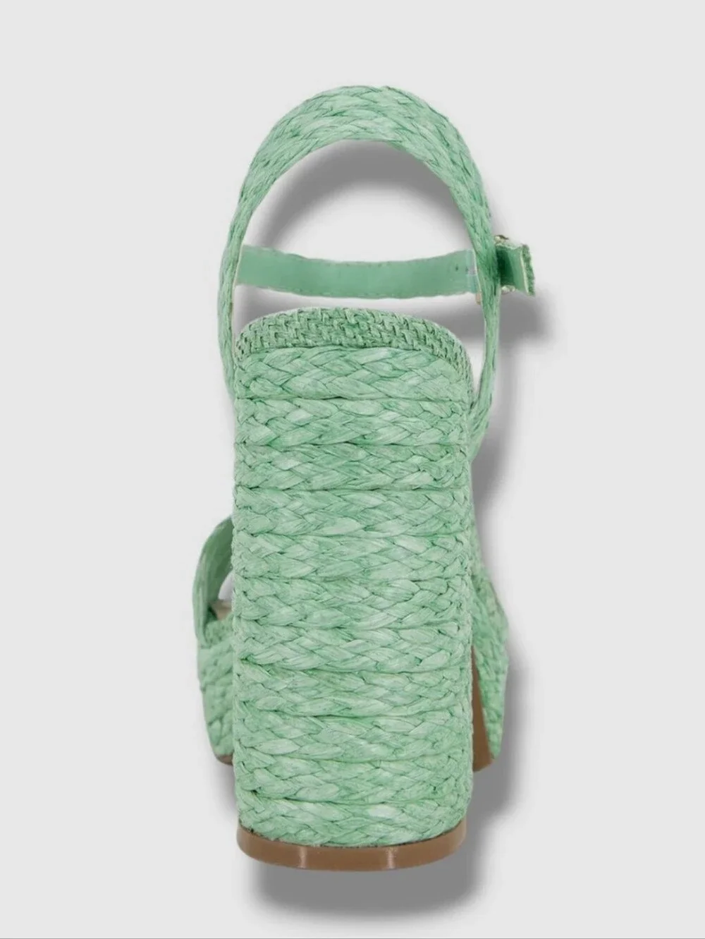 New w/Box Kenneth Cole NY Dolly Mint Green Raffia Platform Dress Sandals Size 9